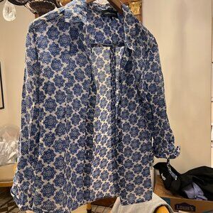 French Curve blue and white blouse